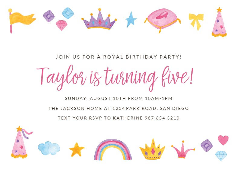 Cute princess - birthday invitation
