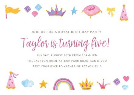 Cute princess - birthday invitation