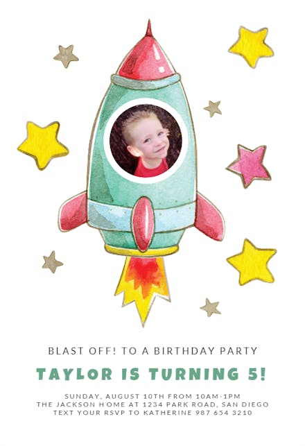 Rocket Birthday Invitation Template Free Greetings Island