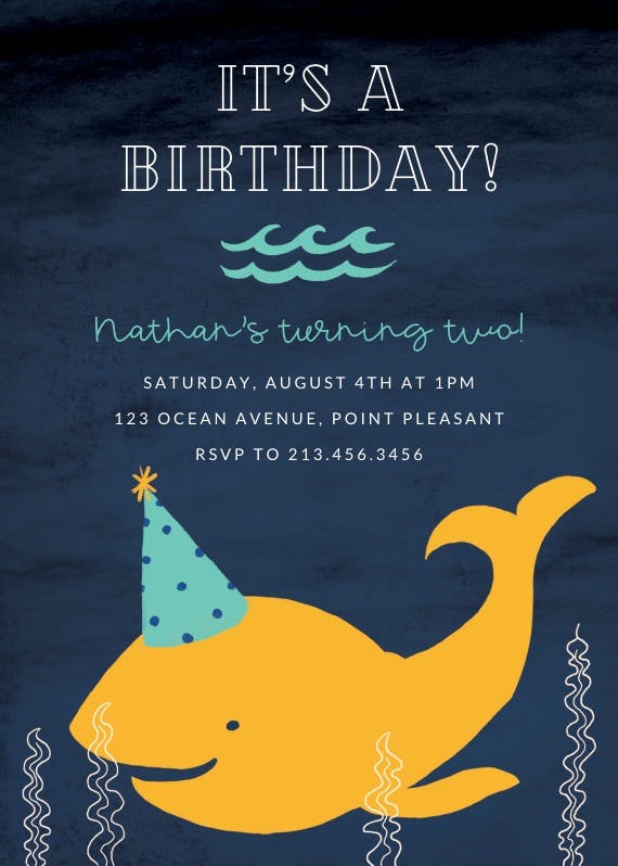 Cute whale - birthday invitation