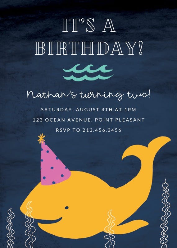 Cute whale -  invitación de cumpleaños