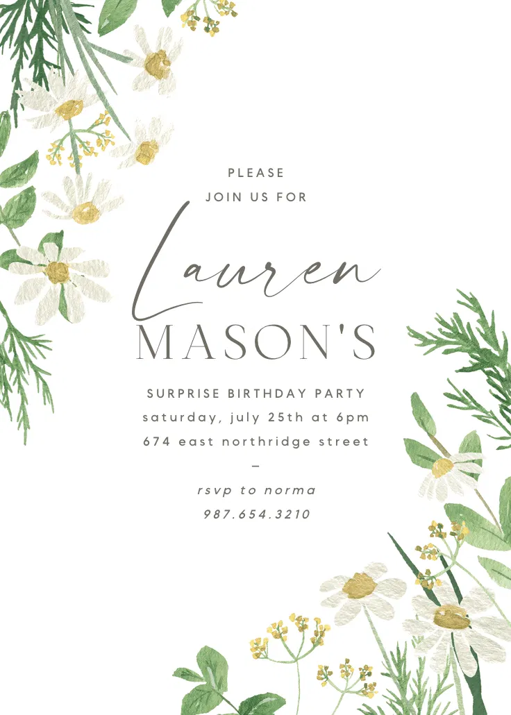 Daisy bouquet – invito di compleanno
