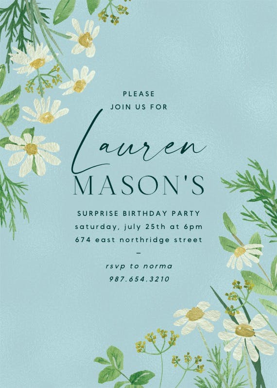 Daisy bouquet - printable party invitation