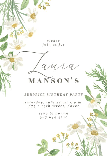 Daisy Bouquet - Birthday Invitation