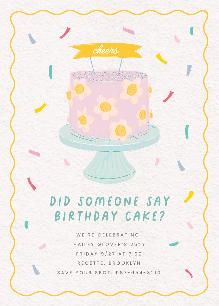 Daisy cake - birthday invitation