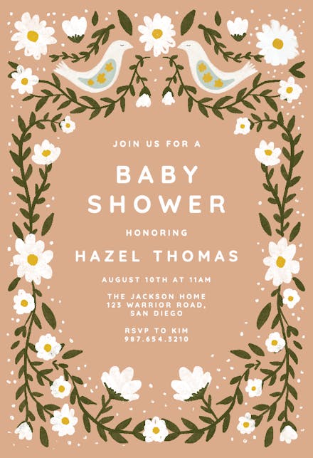 Daisy frame - baby shower invitation