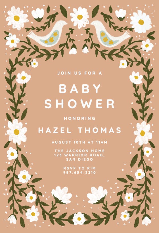 Daisy frame - baby shower invitation
