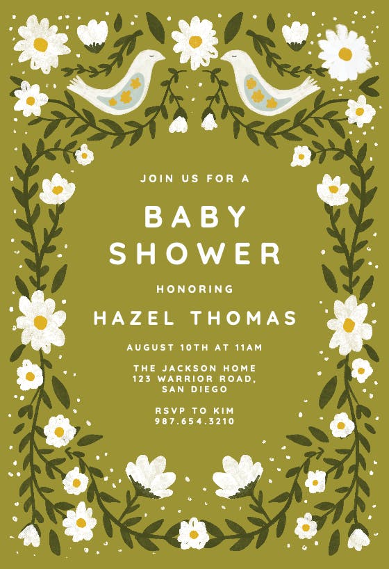 Daisy frame - baby shower invitation