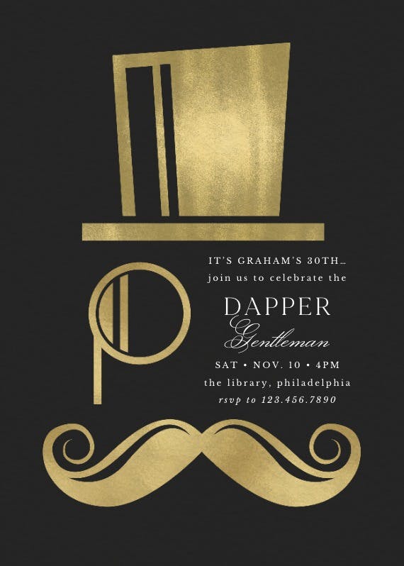 Dapper gentleman - party invitation