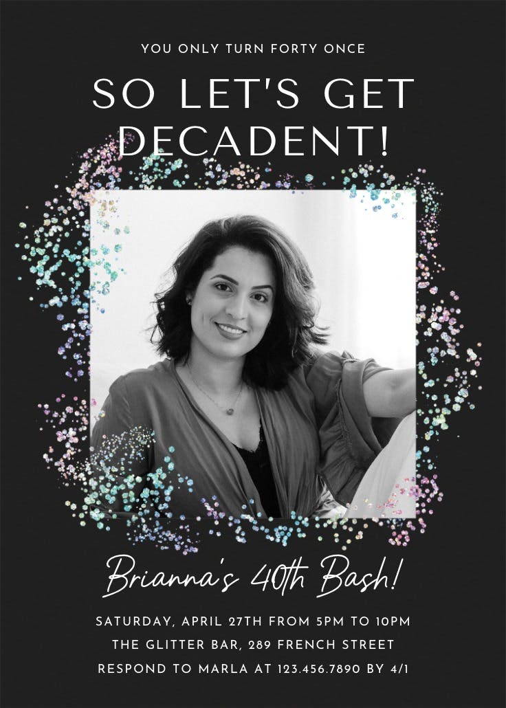 Decadent glitz photo - printable party invitation