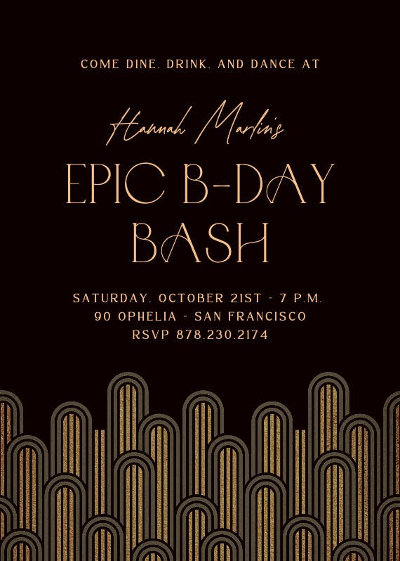 Deco arches - printable party invitation