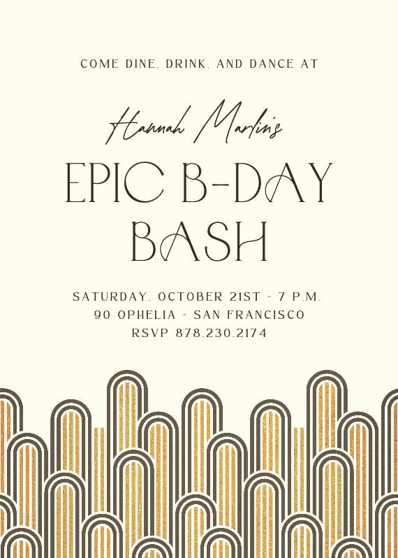 Deco arches - birthday invitation