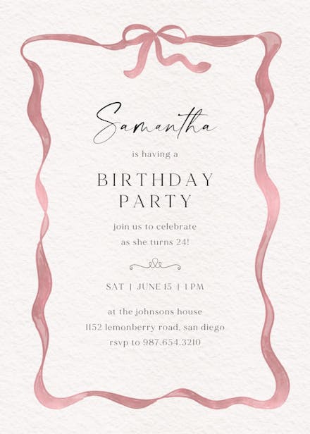 Delicate ribbon - party invitation
