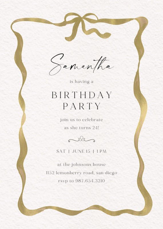 Delicate ribbon - birthday invitation