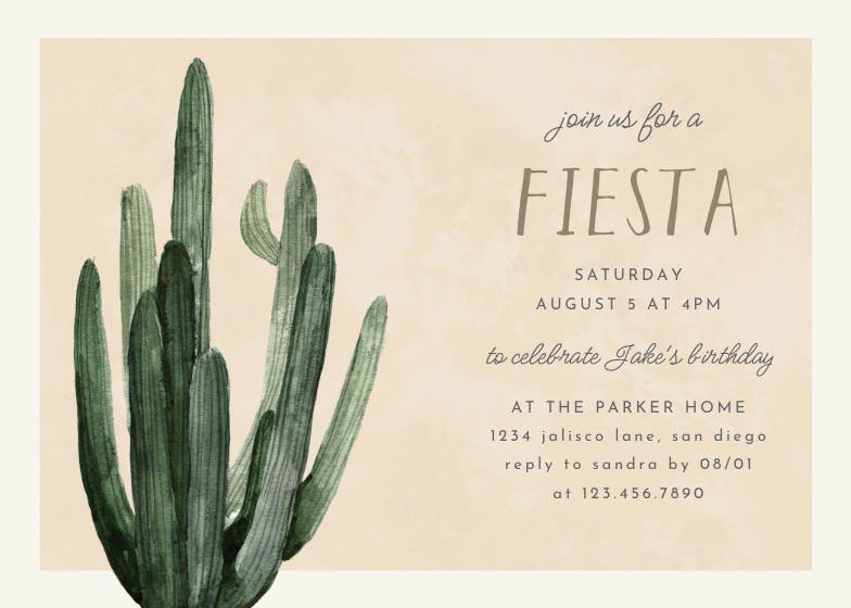 Desert cactus - birthday invitation
