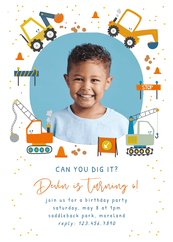 Dig it construction - birthday invitation