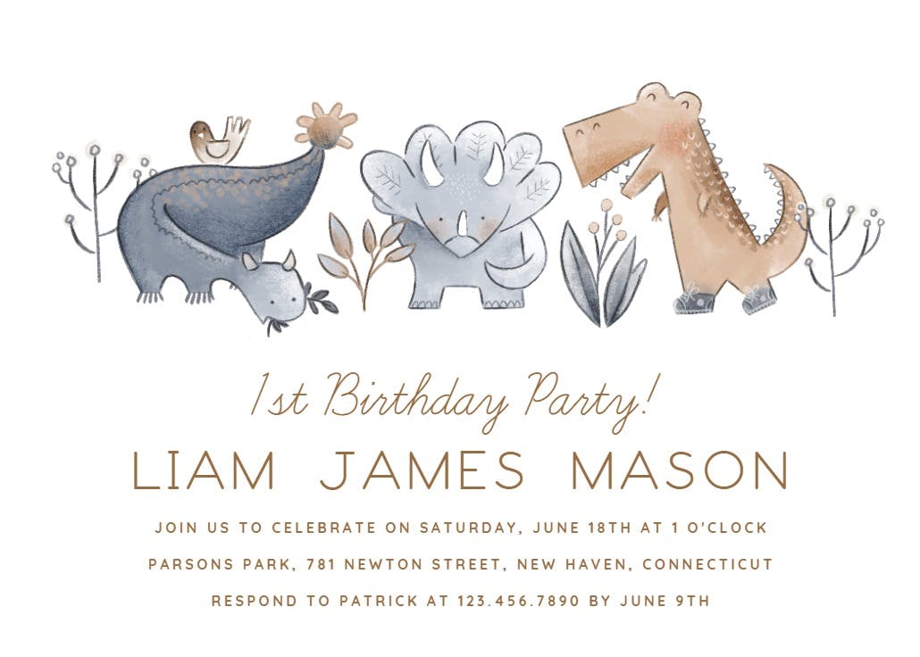 Diminutive dinos - invitación de cumpleaños