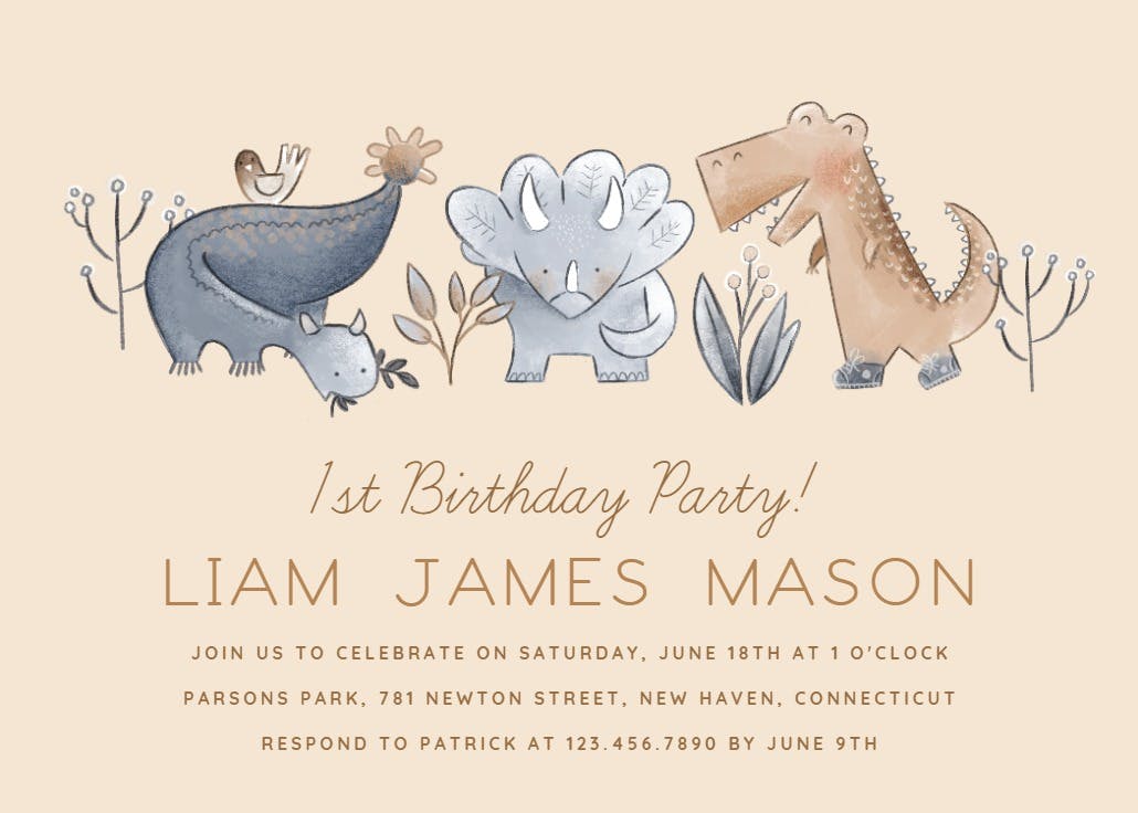 Diminutive dinos - birthday invitation