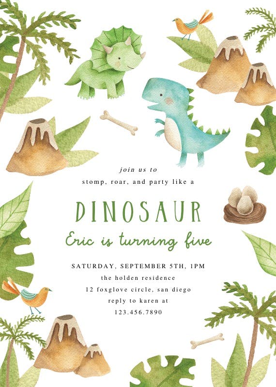 Dino adventure - birthday invitation