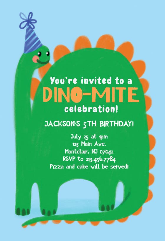 Dino bday -  invitación de cumpleaños