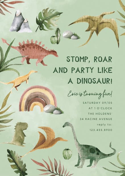 Dino land - birthday invitation
