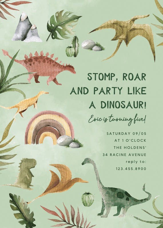 Dino land - birthday invitation
