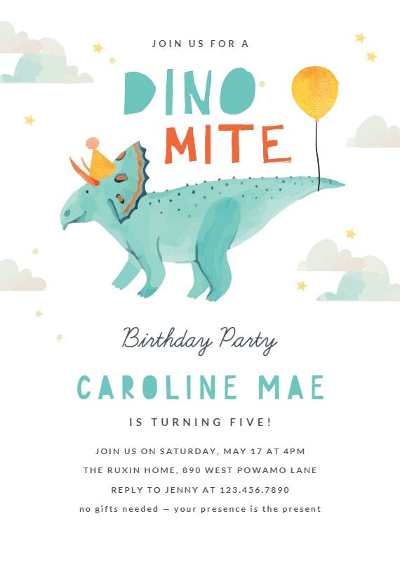 Dinomite - printable party invitation