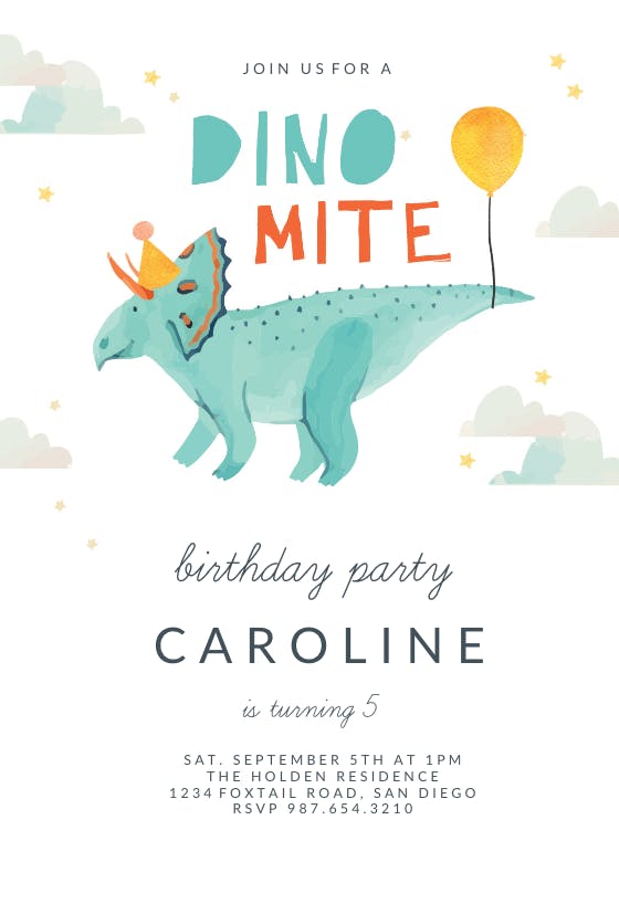 Dinomite - Birthday Invitation Template (Free) | Greetings Island