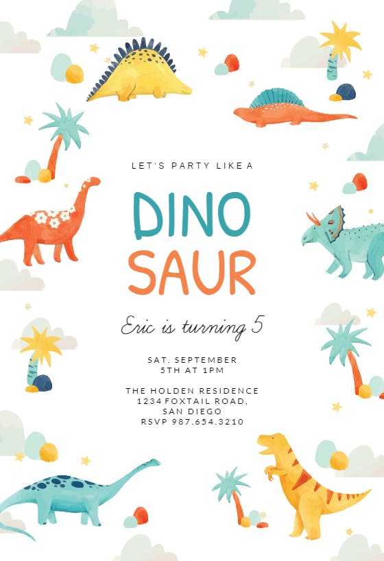 Dinosaur adventure - printable party invitation