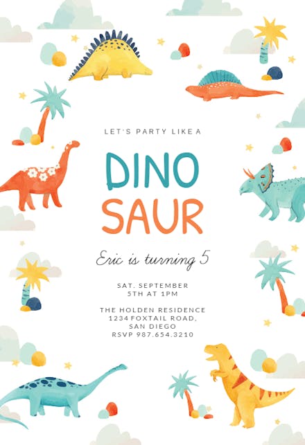 Dinosaur adventure - birthday invitation