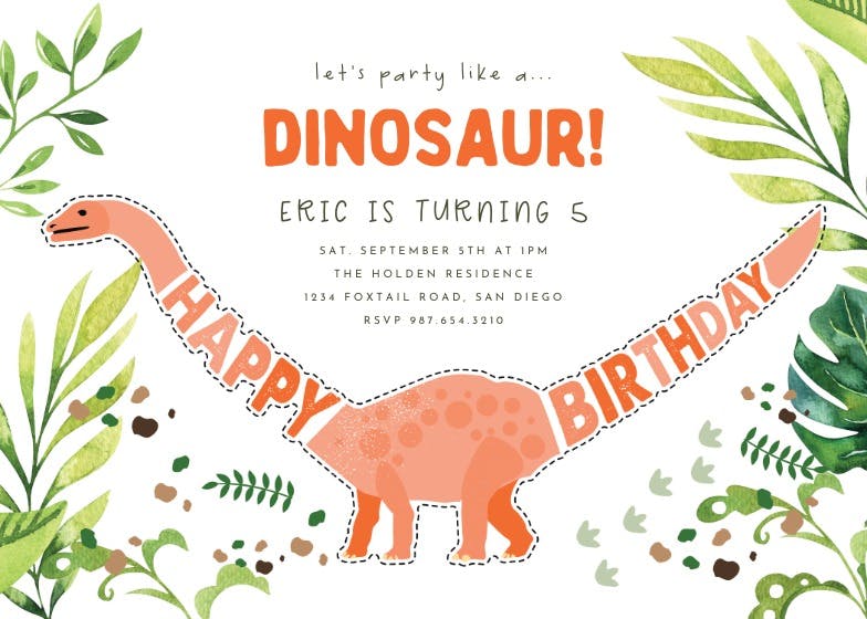 Dinosaur birthday -  invitación de cumpleaños