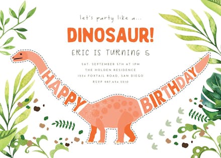 Dinosaur birthday - birthday invitation