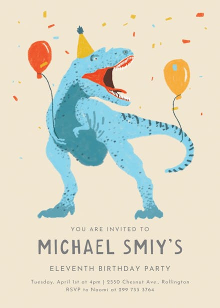 Dinosaur fiesta - birthday invitation