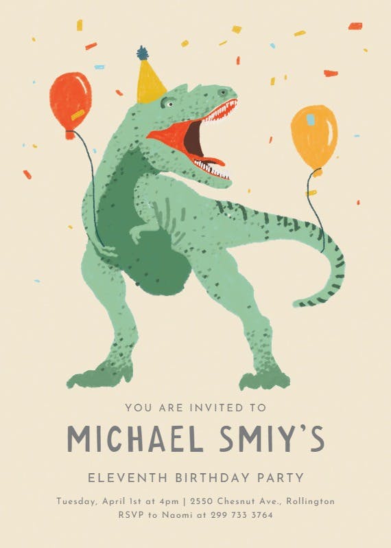 Dinosaur fiesta -  invitación de cumpleaños
