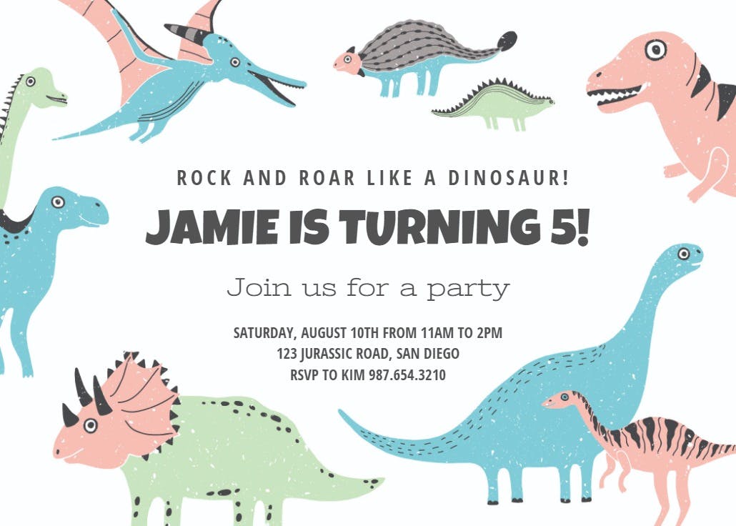 Dinosaur party - invitación para fiesta