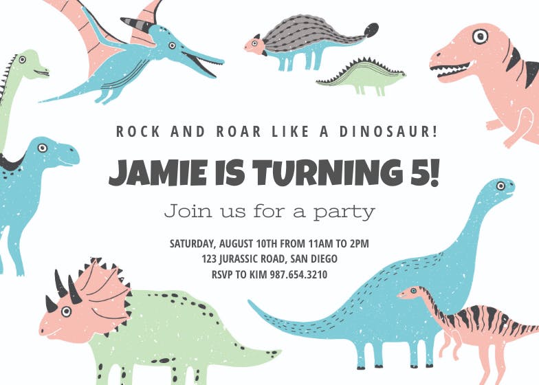 Dinosaur party -  invitación para fiesta
