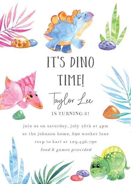 Dinosaurs friends - birthday invitation