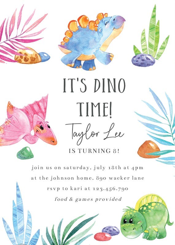 Dinosaurs friends - party invitation