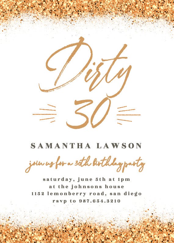 Dirty 30 - party invitation