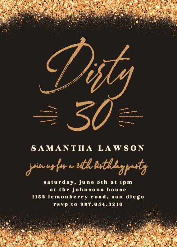 Dirty 30 - invitación de fiesta