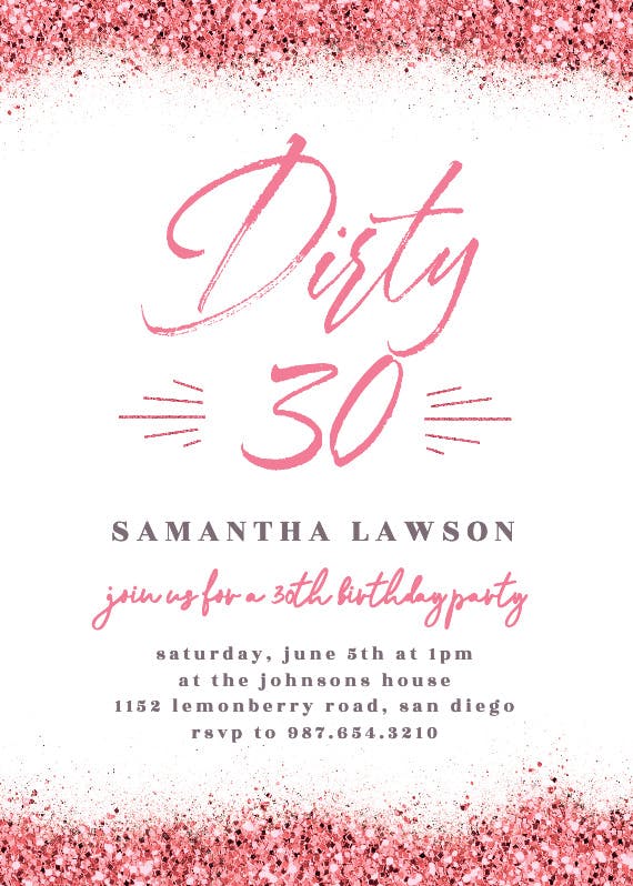 Dirty 30 -  invitación de cumpleaños