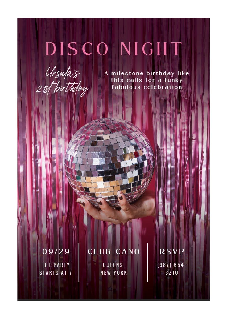 Disco night - invitación para todos los días