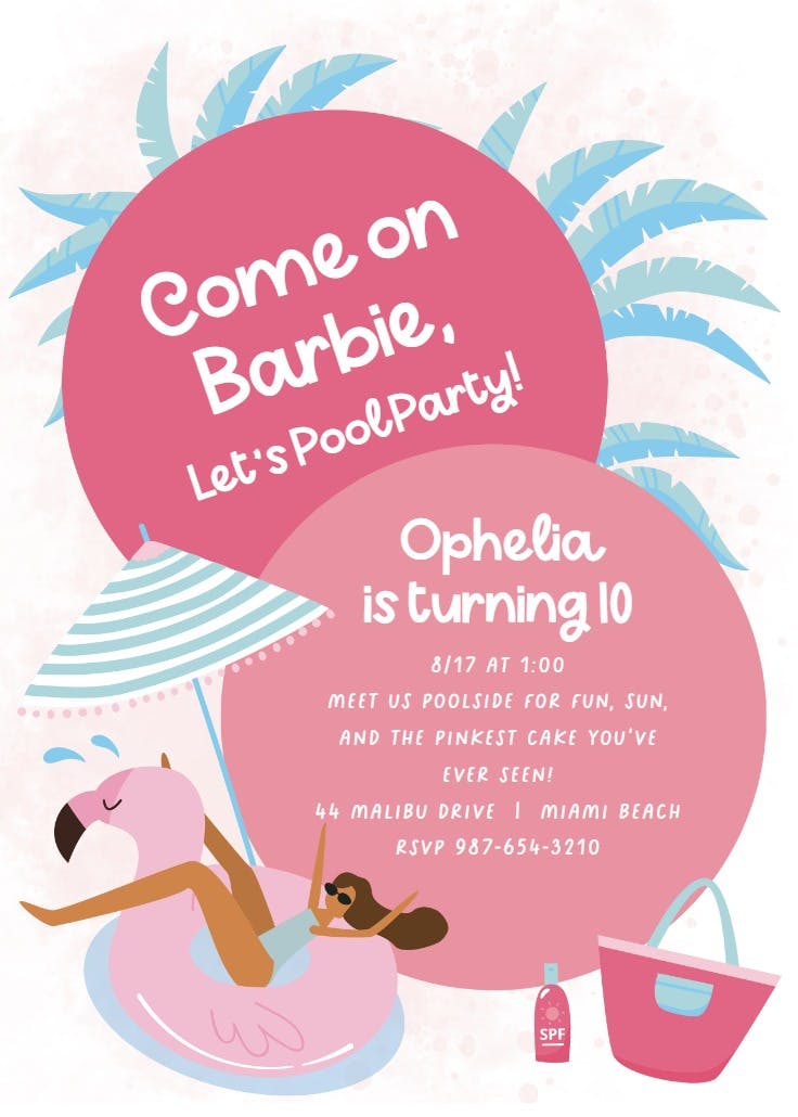 Dive into glam - printable party invitation