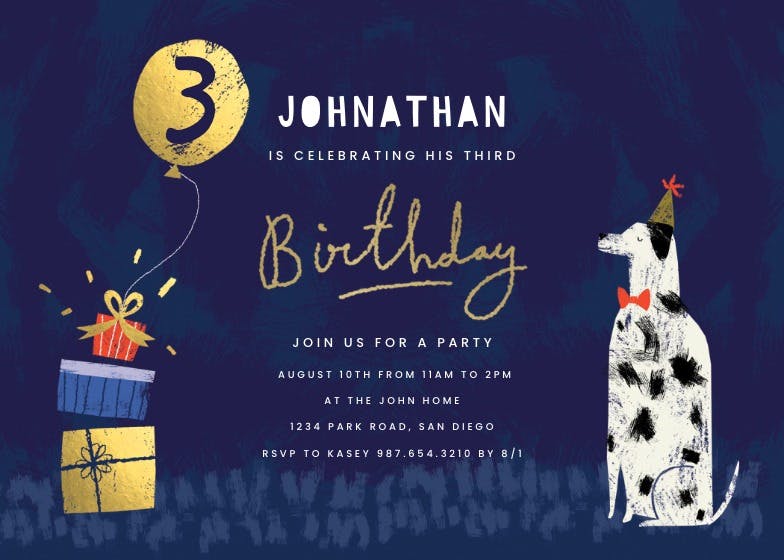 Dog years -  invitación de cumpleaños