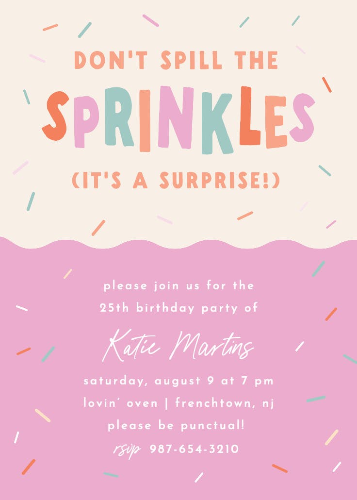 Dont spill the sprinkles - printable party invitation