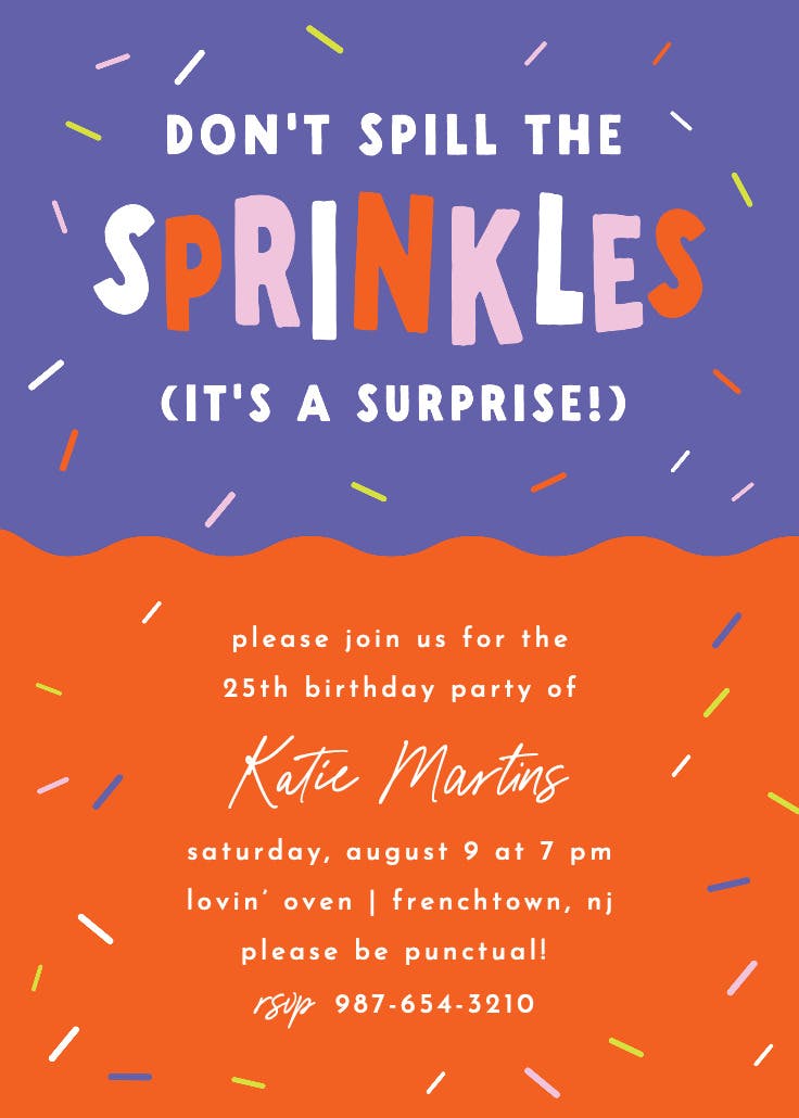 Dont spill the sprinkles - invitación de cumpleaños