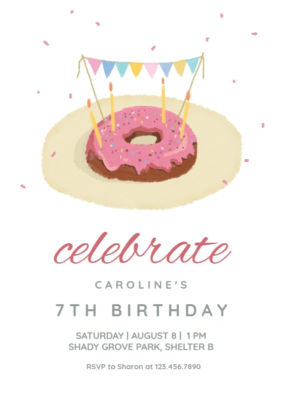 Donut fiesta -  invitación de cumpleaños