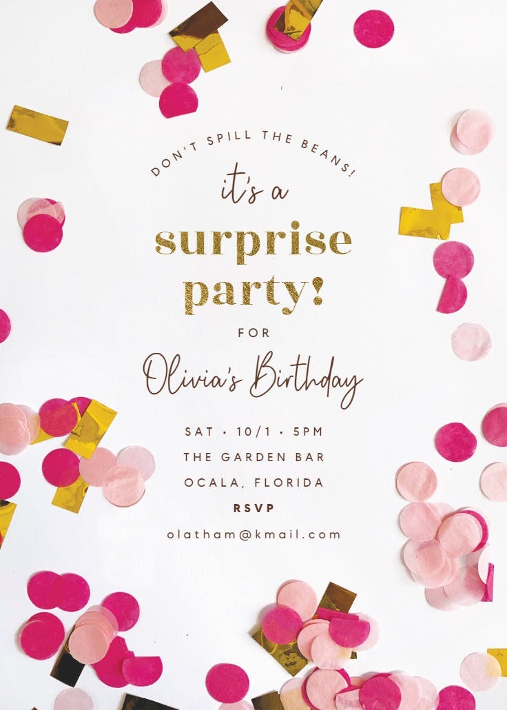 Don’t spill the beans - birthday invitation