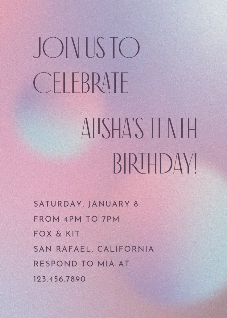 Dreamlike gradient - printable party invitation