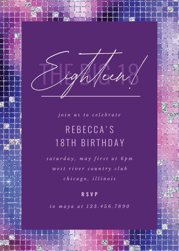 Eighteen - birthday invitation